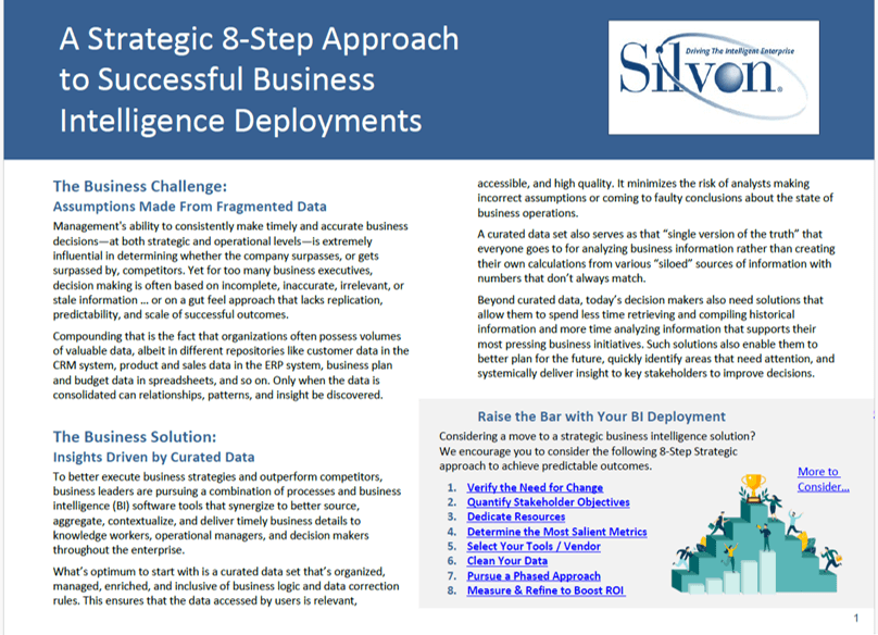 A Strategic 8-Step Approach to Successful BI Deployments White Paper